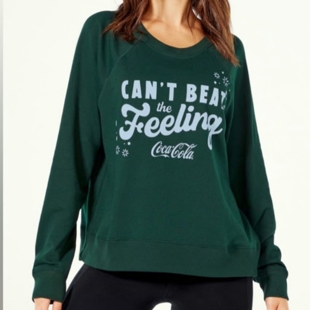 Wildfox Coca-Cola Dark Green "Can't Beat The Feeling" Sweatshirt, Lg Euc